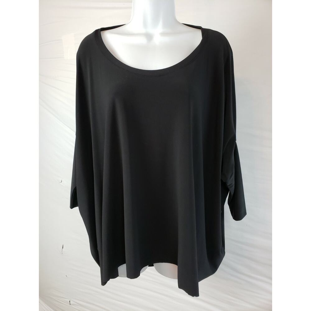 CREA‎ CONCEPT Black Poly stretch Blouse 38/US 8 Lagenlook Oversize Slouch Top